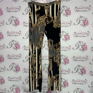 Win win apparel pants baroque striped black gold ornate stripes stretchy comfy